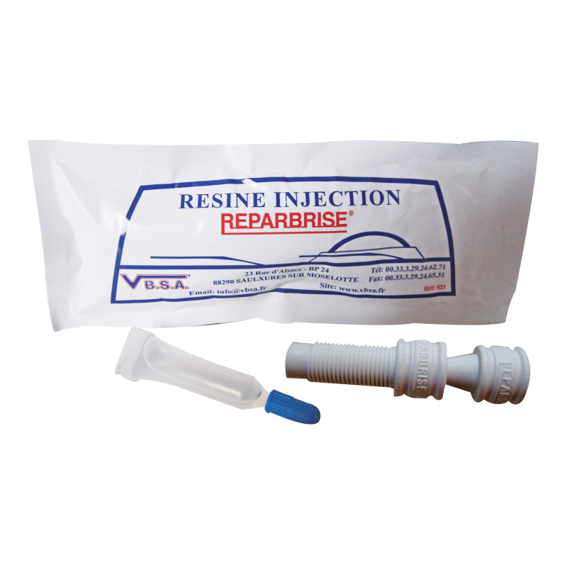 Injection resin with cylinder and piston