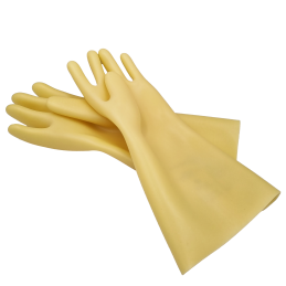 Natural latex insulating gloves, honey color, non-contoured cuff |France | VBSA