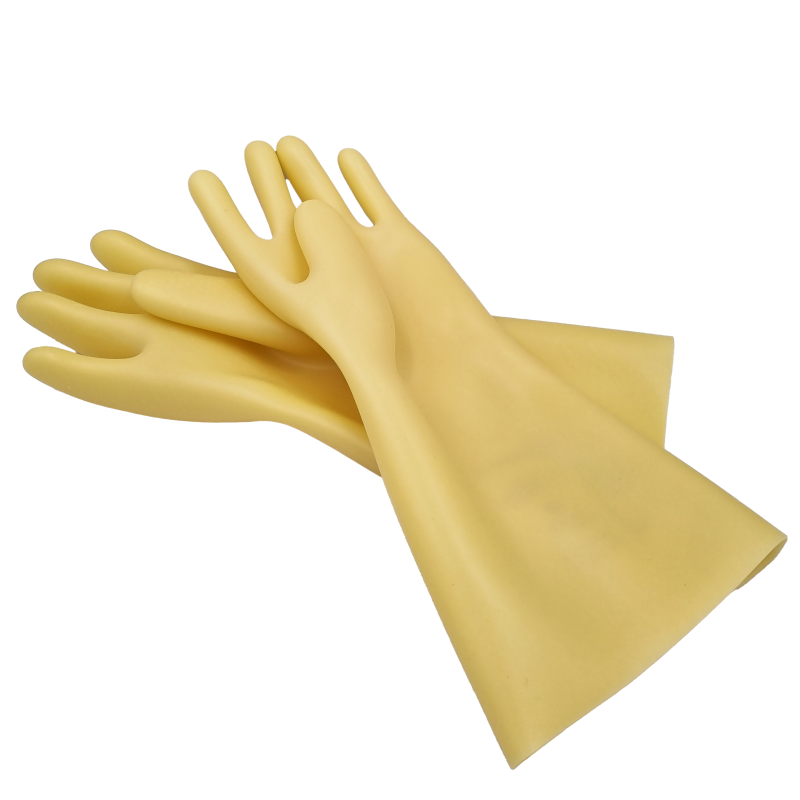 Natural latex insulating gloves, honey color, non-contoured cuff