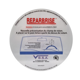 Field of vision template to define windshield repair areas at VBSA - France