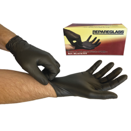 Black nitrile protective gloves (powder-free), thick, special for miscellaneous repairs at VBSA - France