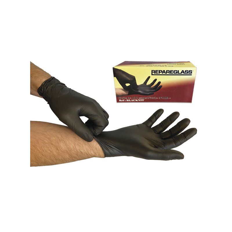 Black nitrile protective gloves (powder-free), thick, special for miscellaneous repairs at VBSA - France