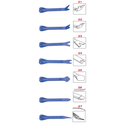 Set of 27 universal lever spatulas from VBSA France