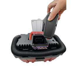 Portable battery-powered vacuum cleaner, comes with 2 batteries and 1 charger, vacuums and blows at VBSA - France