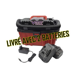 Portable battery-powered vacuum cleaner, comes with 2 batteries and 1 charger, vacuums and blows at VBSA - France