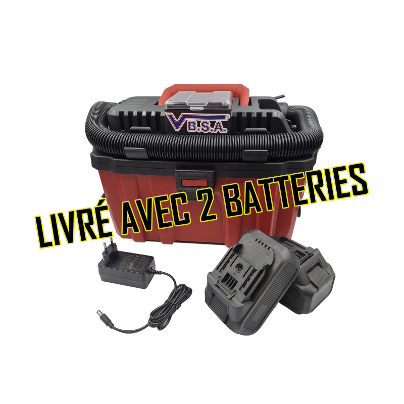 Aspirateur à batterie portatif, aspire et souffle - Livré avec 2 batteries