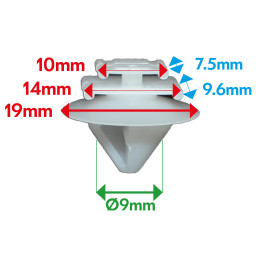 Bay window grille clips - CITROEN, PEUGEOT, RENAULT vbsa france