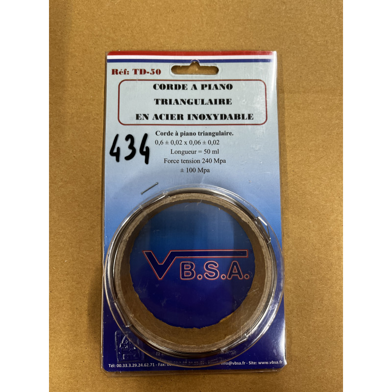 Üçgen piyano teli - 0,6 mm - 50 ml - N434 - Stok boşaltma vbsa fransa