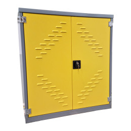 Petite ARMOIRE À PRODUITS CHIMIQUE AVEC BAC DE RÉTENTION ouverte pour faciliter le rangement dans l'atelier - VBSA France